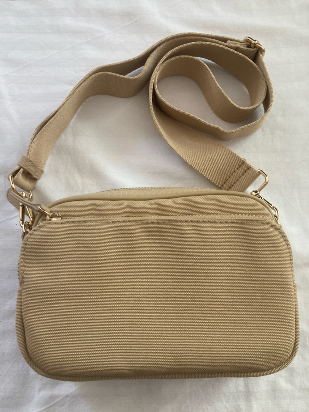 H&M Beige Canvas Crossbody Bag – Adjustable Strap